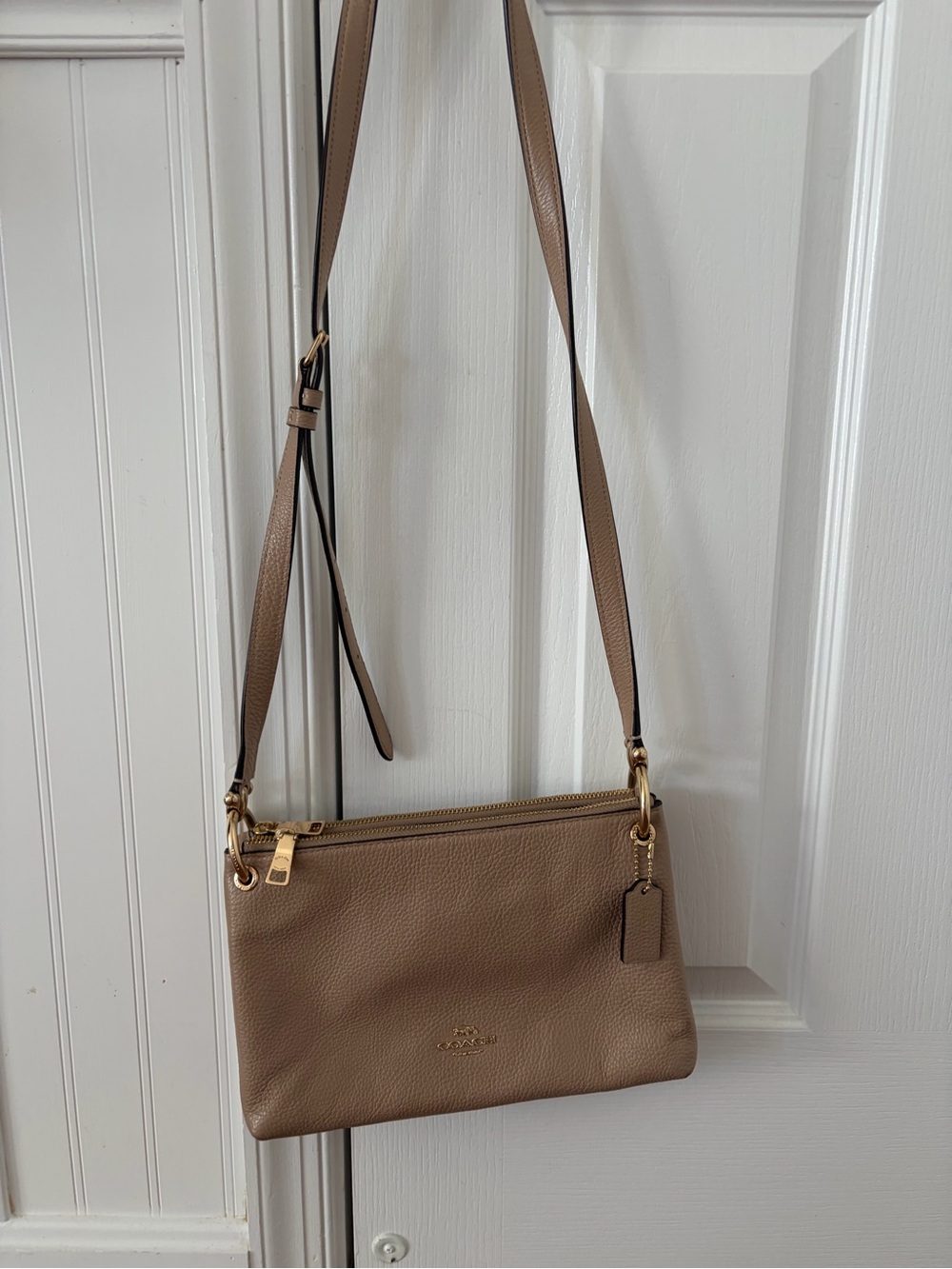 Coach Pebbled Leather Crossbody in Taupe - Picture 2 of 6